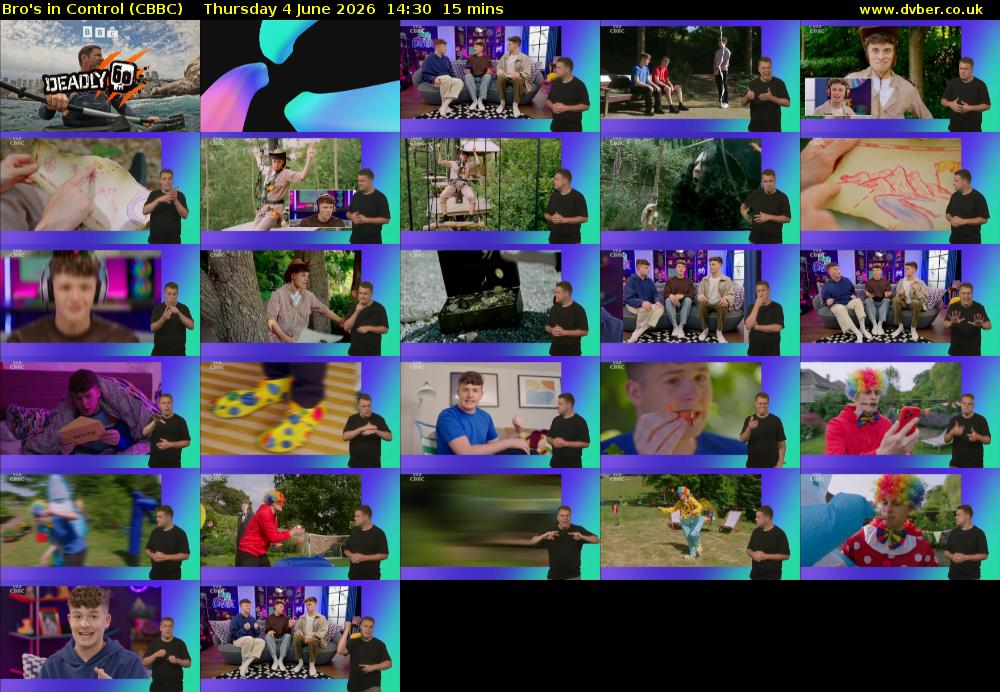 Bro's In Control (CBBC) Thursday 4 June 2026 14:30 - 14:45