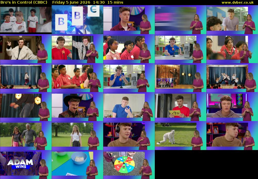 Bro's In Control (CBBC) Friday 5 June 2026 14:30 - 14:45