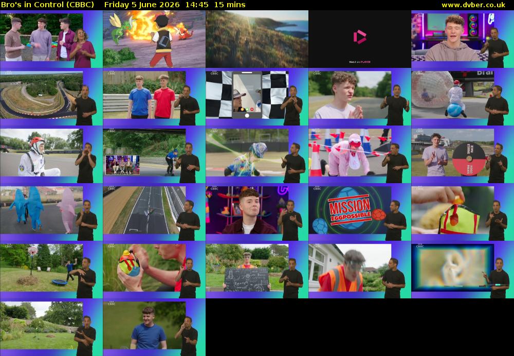 Bro's In Control (CBBC) Friday 5 June 2026 14:45 - 15:00