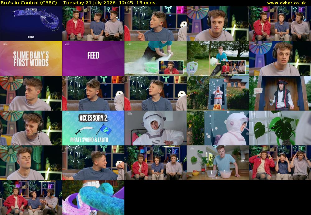 Bro's In Control (CBBC) Tuesday 21 July 2026 12:45 - 13:00