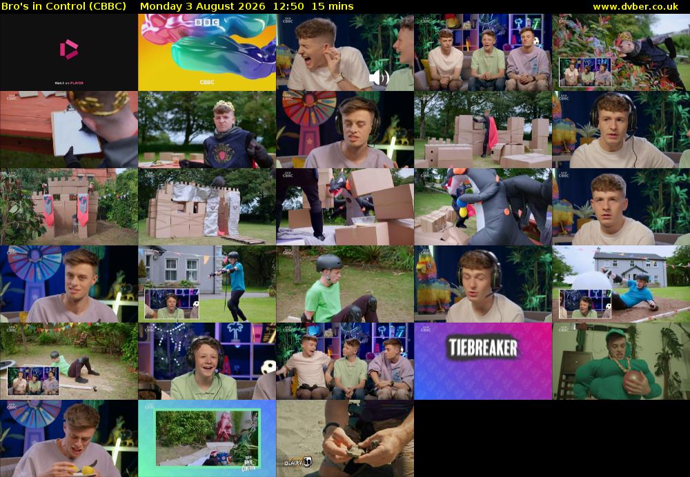 Bro's In Control (CBBC) Monday 3 August 2026 12:50 - 13:05