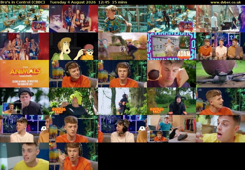 Bro's In Control (CBBC) Tuesday 4 August 2026 12:45 - 13:00