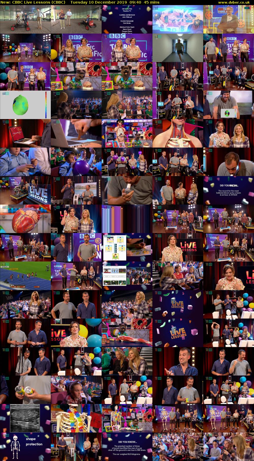 CBBC Live Lessons (CBBC) Tuesday 10 December 2019 09:40 - 10:25