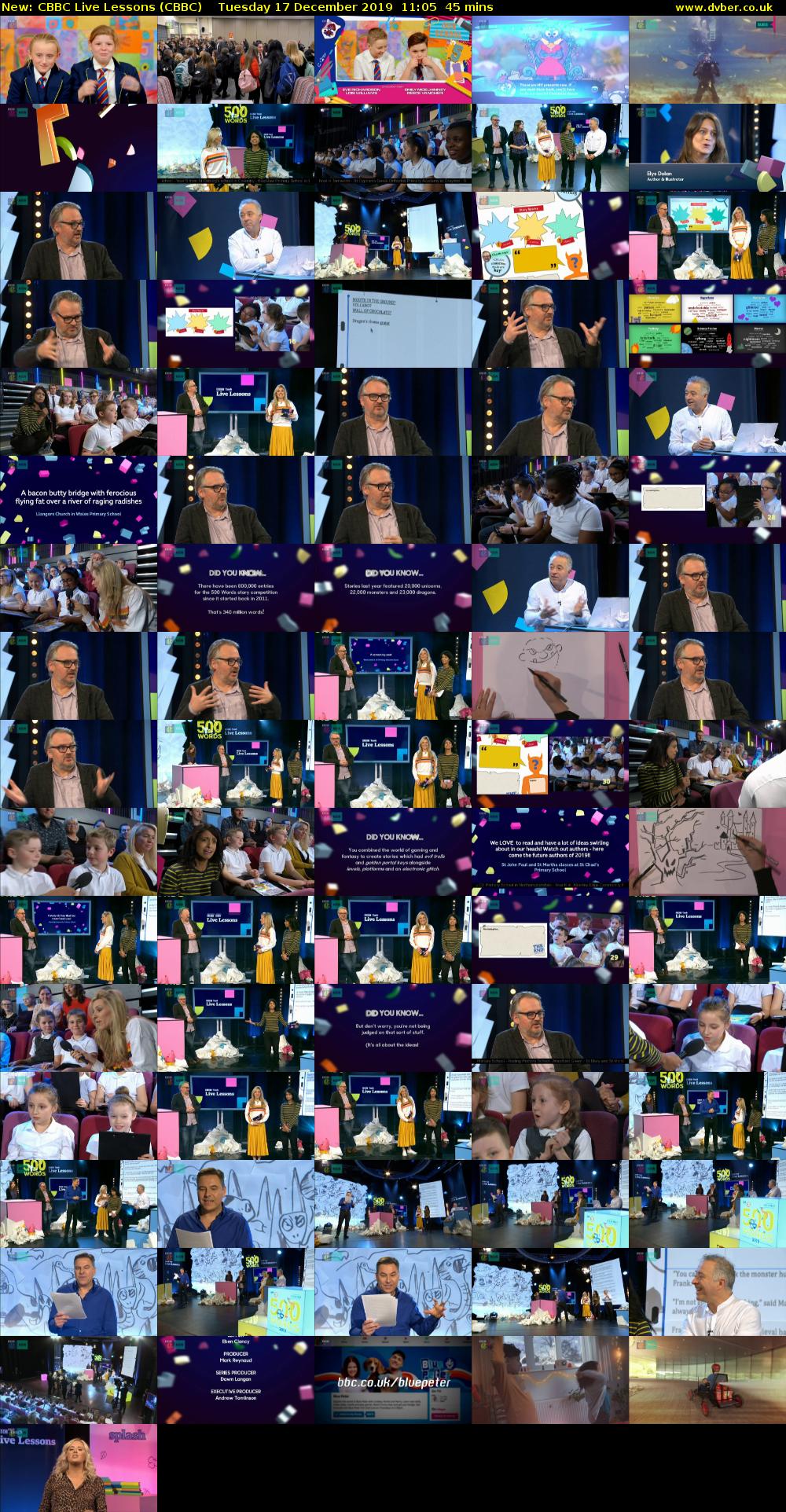CBBC Live Lessons (CBBC) Tuesday 17 December 2019 11:05 - 11:50