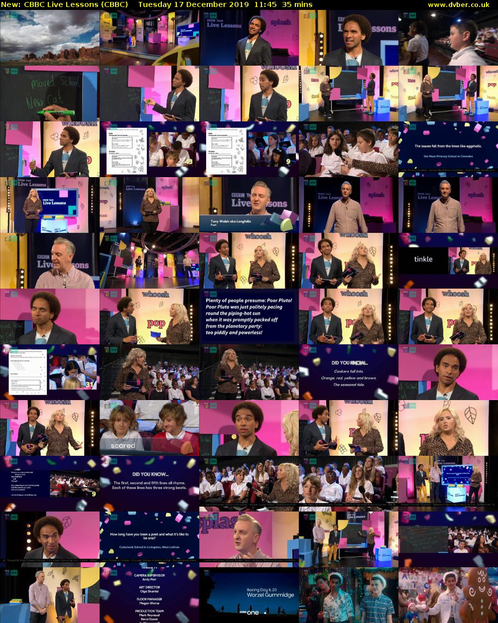 CBBC Live Lessons (CBBC) Tuesday 17 December 2019 11:45 - 12:20