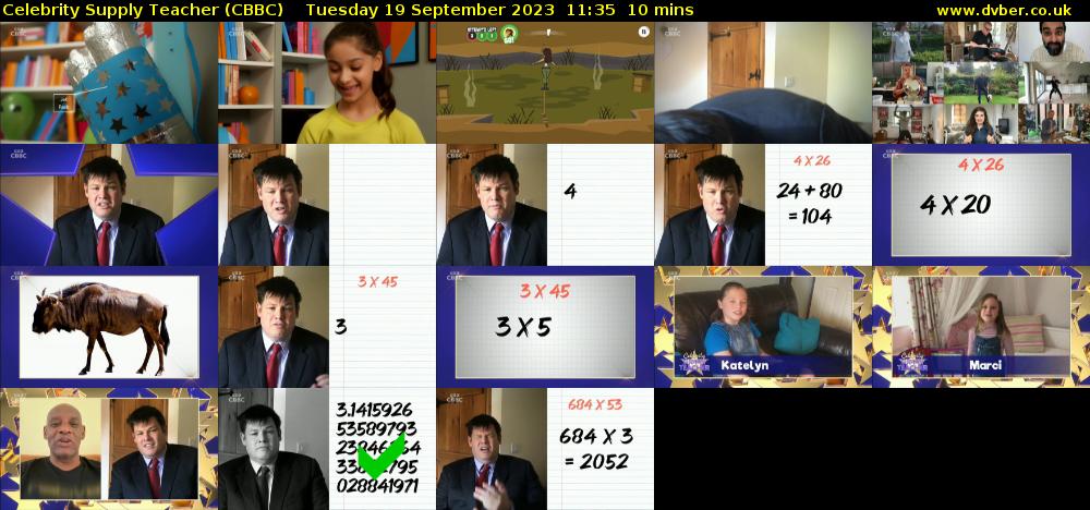 Celebrity Supply Teacher (CBBC) Tuesday 19 September 2023 11:35 - 11:45