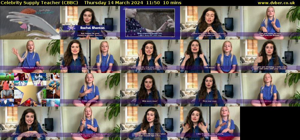 Celebrity Supply Teacher (CBBC) Thursday 14 March 2024 11:50 - 12:00