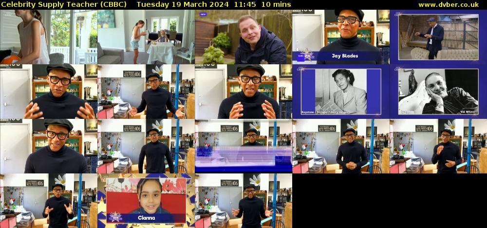 Celebrity Supply Teacher (CBBC) Tuesday 19 March 2024 11:45 - 11:55