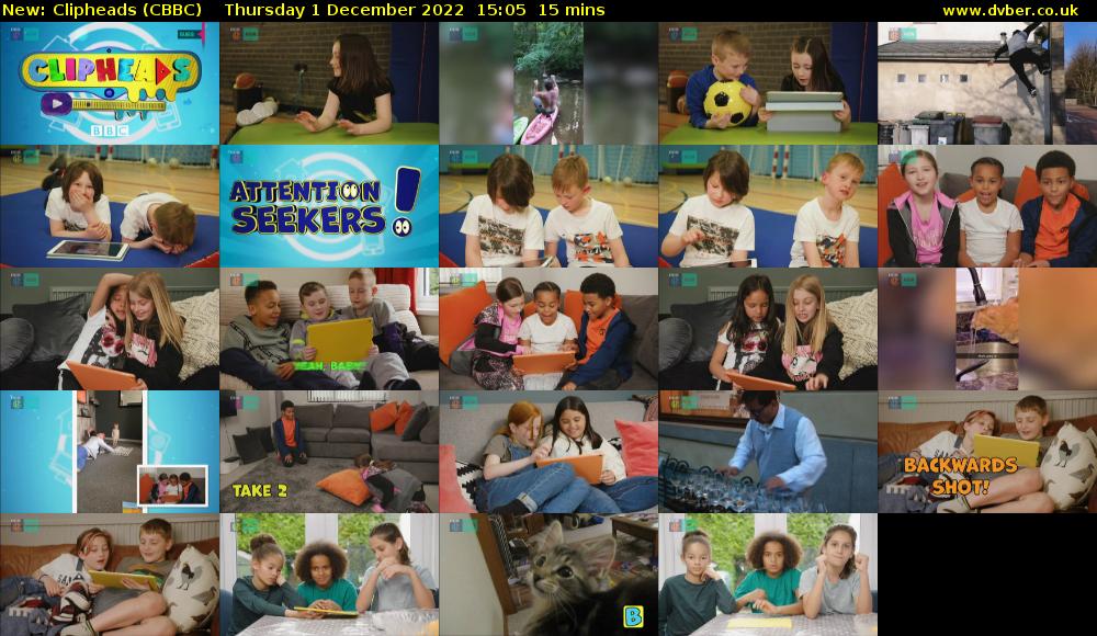 Clipheads (CBBC) Thursday 1 December 2022 15:05 - 15:20