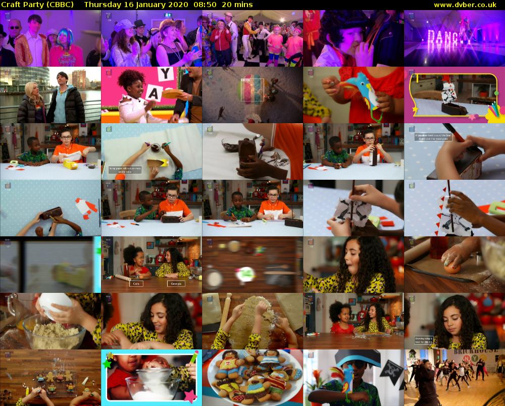 Craft Party (CBBC) Thursday 16 January 2020 08:50 - 09:10