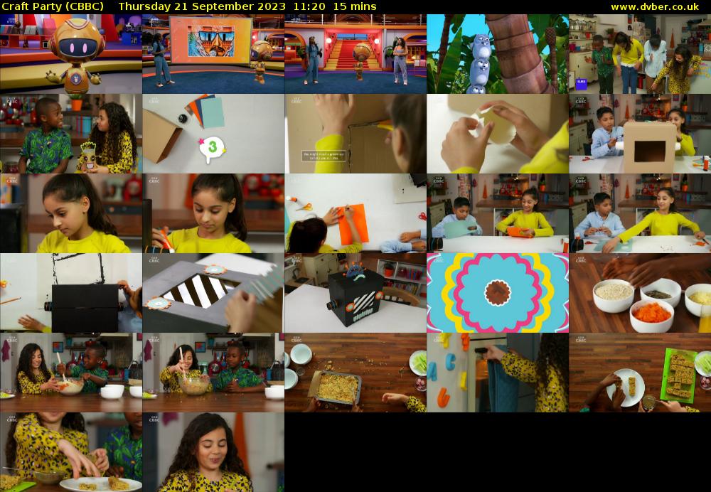 Craft Party (CBBC) Thursday 21 September 2023 11:20 - 11:35