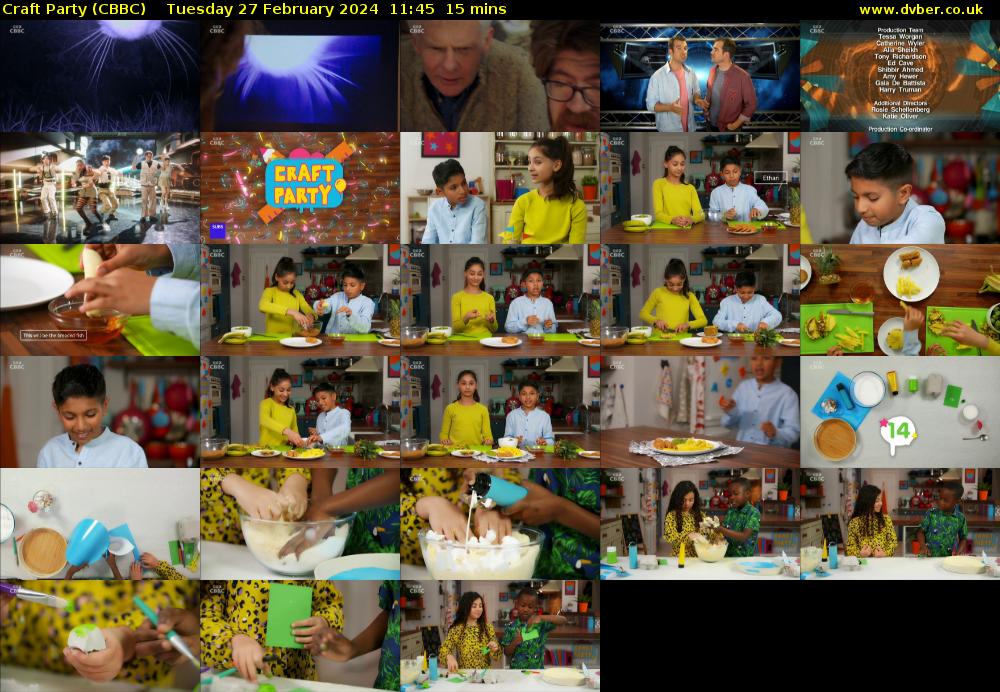 Craft Party (CBBC) Tuesday 27 February 2024 11:45 - 12:00