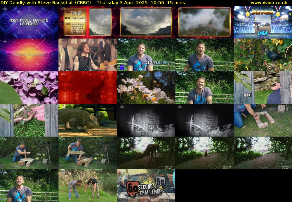 DIY Deadly with Steve Backshall (CBBC) Thursday 3 April 2025 10:50 - 11:05
