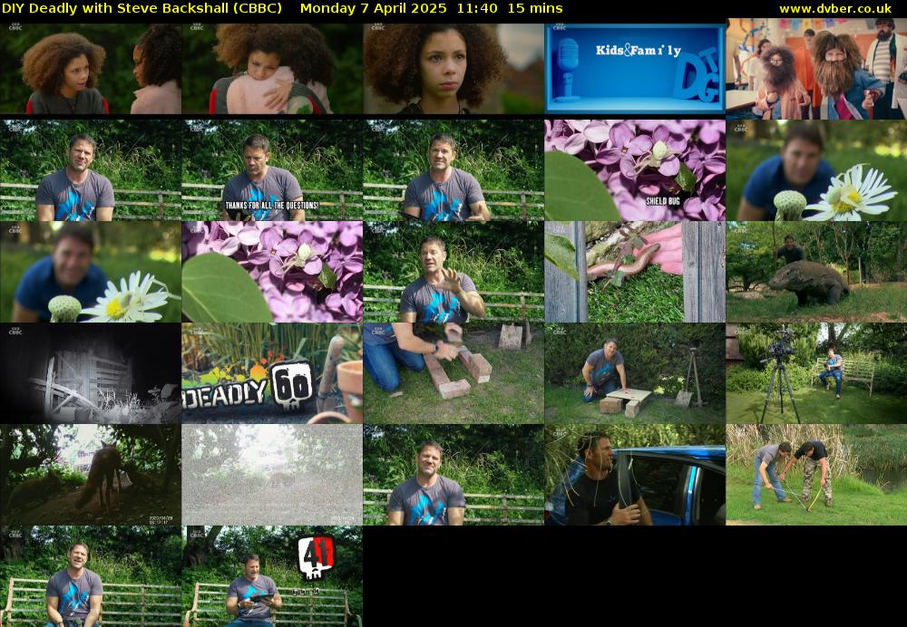 DIY Deadly with Steve Backshall (CBBC) Monday 7 April 2025 11:40 - 11:55