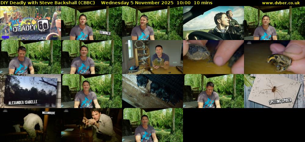 DIY Deadly with Steve Backshall (CBBC) Wednesday 5 November 2025 10:00 - 10:10