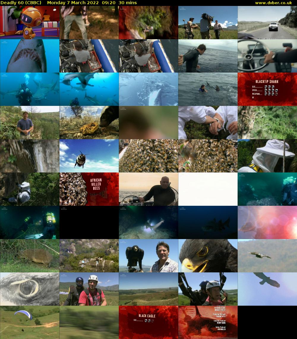 Deadly 60 (CBBC) Monday 7 March 2022 09:20 - 09:50