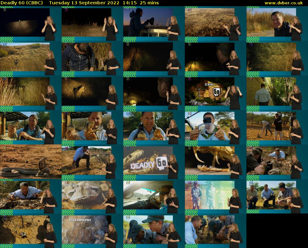 Deadly 60 (CBBC) Tuesday 13 September 2022 14:15 - 14:40