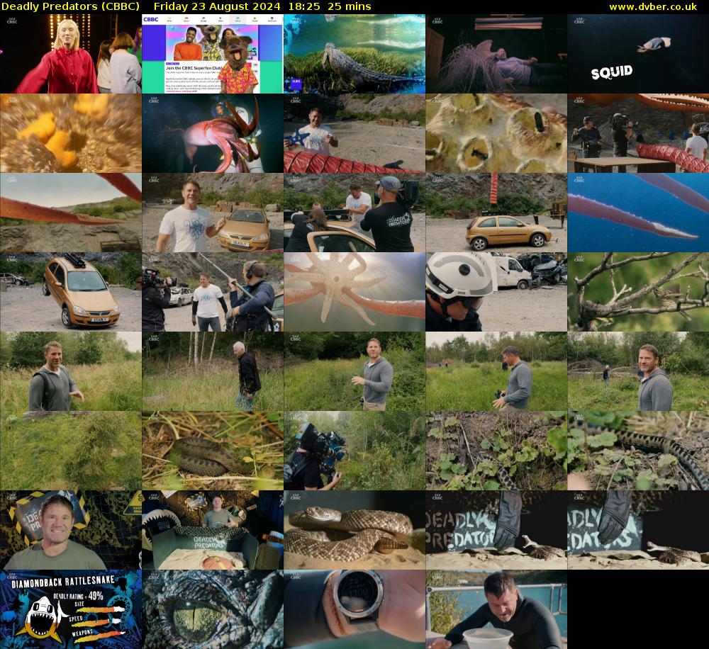 Deadly Predators (CBBC) Friday 23 August 2024 18:25 - 18:50
