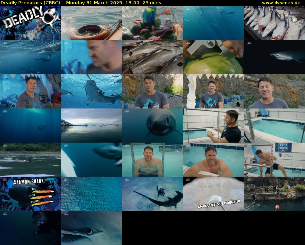 Deadly Predators (CBBC) Monday 31 March 2025 18:00 - 18:25