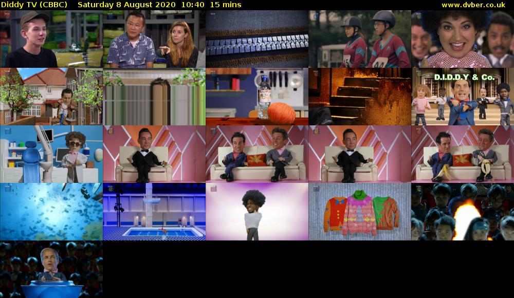 Diddy TV (CBBC) Saturday 8 August 2020 10:40 - 10:55