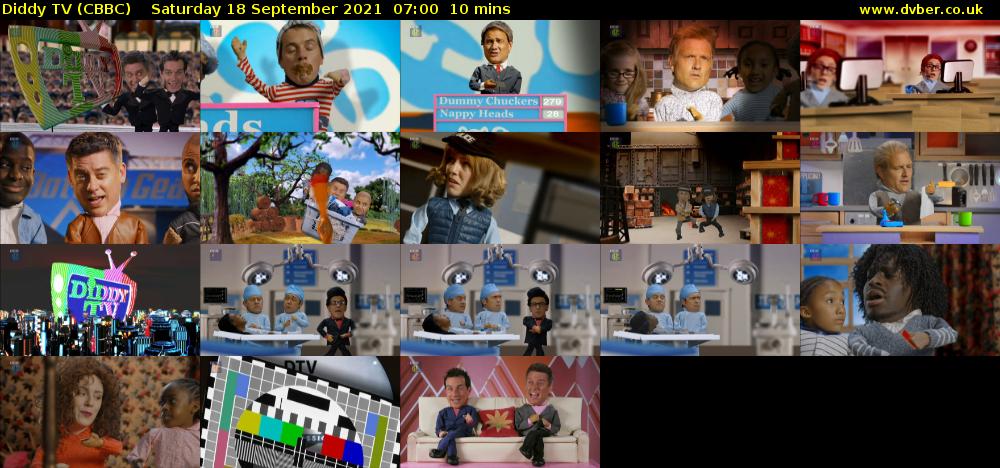 Diddy TV (CBBC) Saturday 18 September 2021 07:00 - 07:10