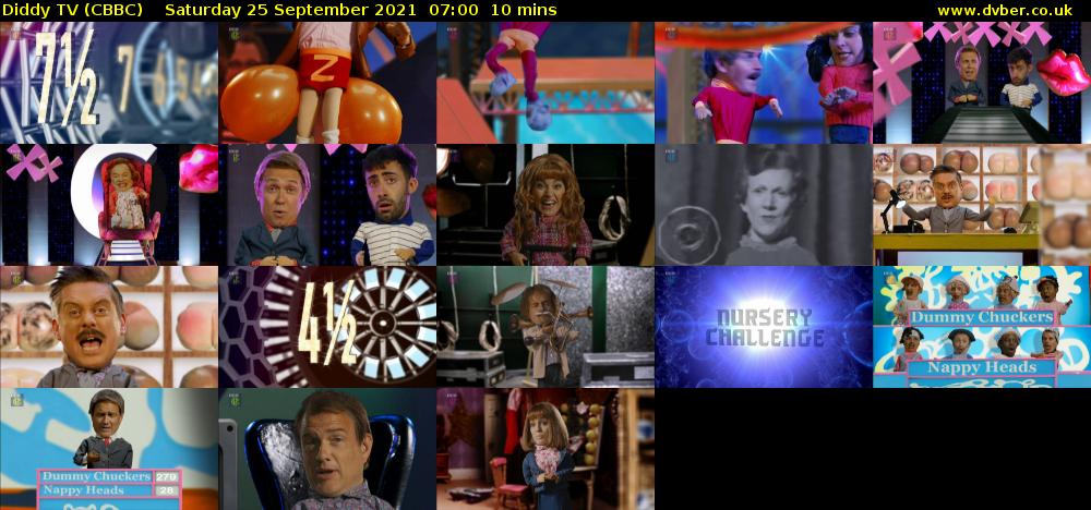 Diddy TV (CBBC) Saturday 25 September 2021 07:00 - 07:10