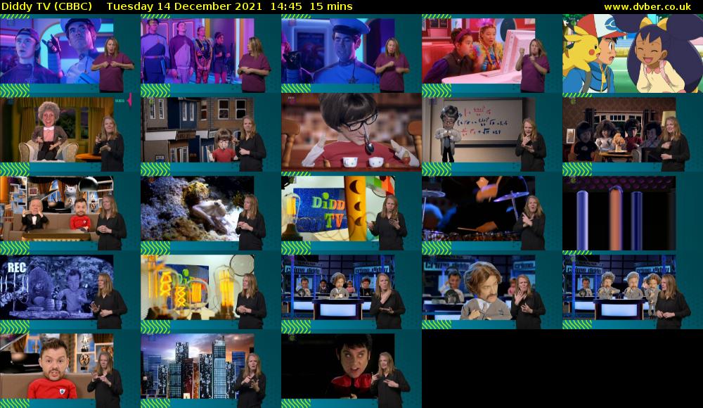 Diddy TV (CBBC) Tuesday 14 December 2021 14:45 - 15:00