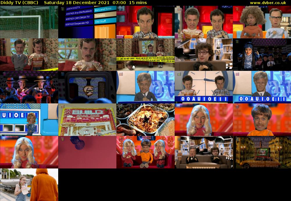 Diddy TV (CBBC) Saturday 18 December 2021 07:00 - 07:15