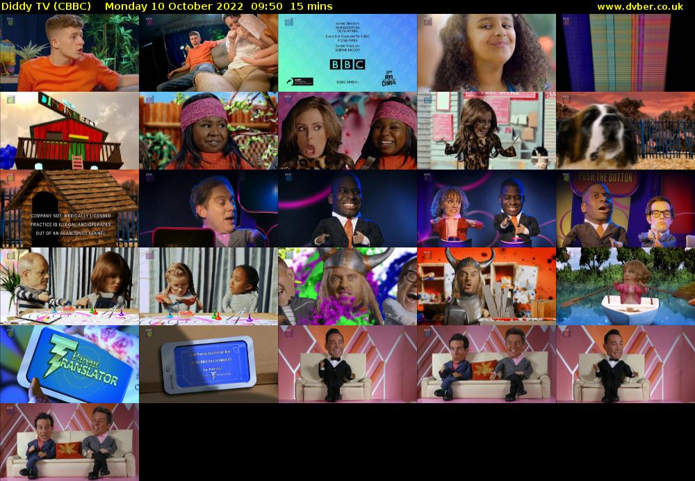 Diddy TV (CBBC) Monday 10 October 2022 09:50 - 10:05