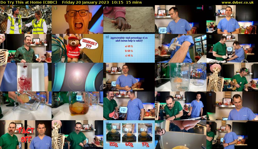 Do Try This at Home (CBBC) Friday 20 January 2023 10:15 - 10:30