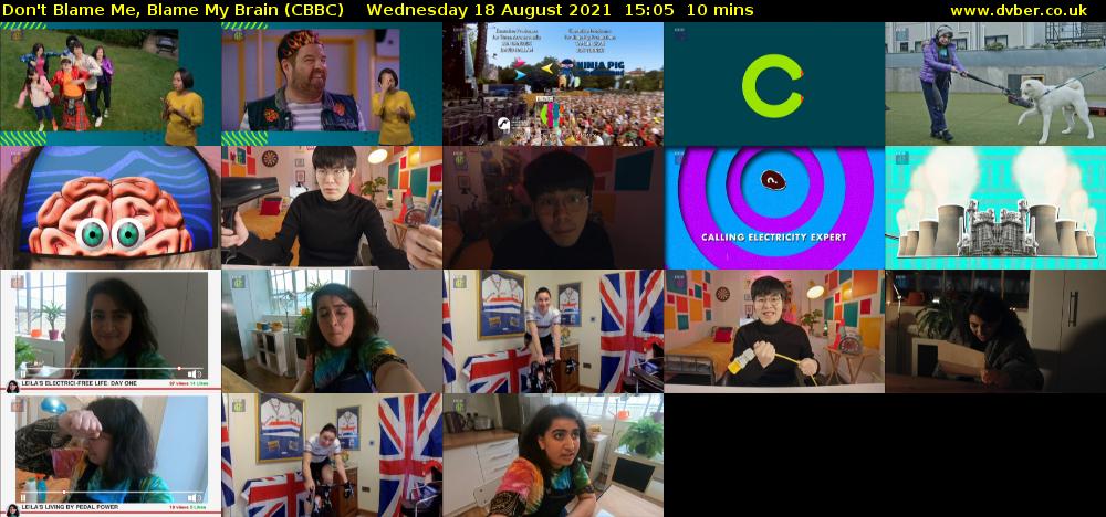 Don't Blame Me, Blame My Brain (CBBC) Wednesday 18 August 2021 15:05 - 15:15
