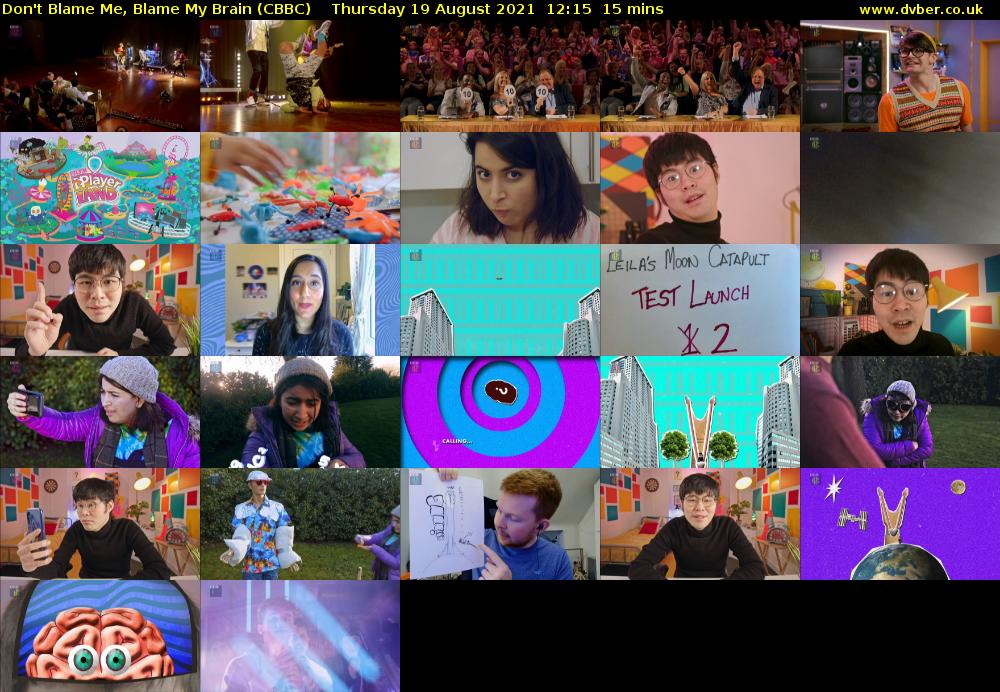 Don't Blame Me, Blame My Brain (CBBC) Thursday 19 August 2021 12:15 - 12:30