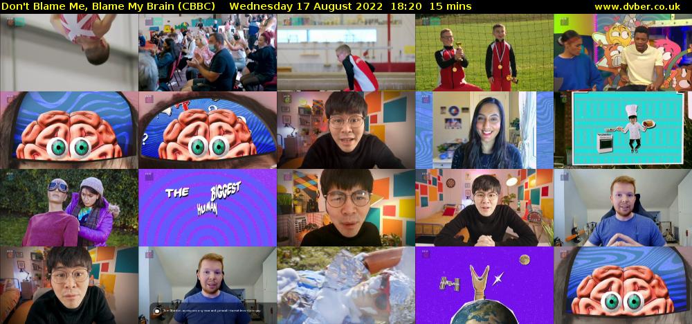Don't Blame Me, Blame My Brain (CBBC) Wednesday 17 August 2022 18:20 - 18:35