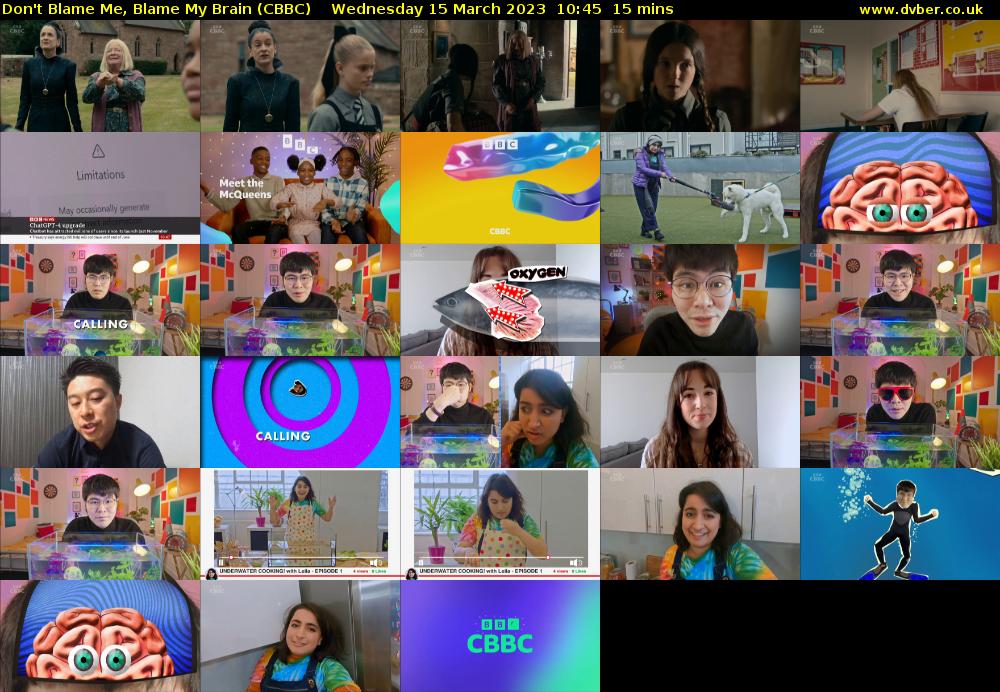 Don't Blame Me, Blame My Brain (CBBC) Wednesday 15 March 2023 10:45 - 11:00