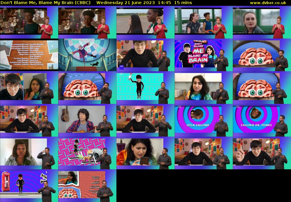 Don't Blame Me, Blame My Brain (CBBC) Wednesday 21 June 2023 14:45 - 15:00