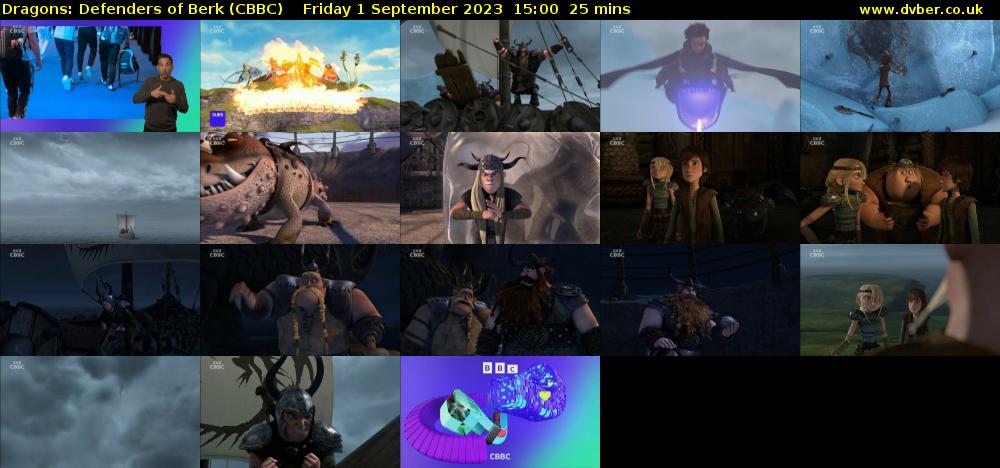 Dragons: Defenders of Berk (CBBC) Friday 1 September 2023 15:00 - 15:25
