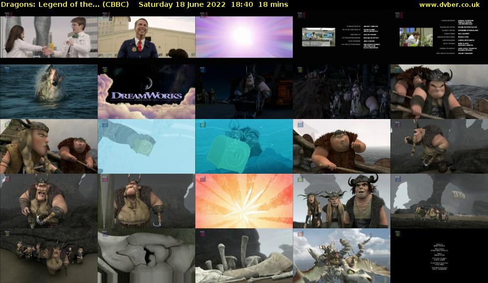 Dragons: Legend of the... (CBBC) Saturday 18 June 2022 18:40 - 18:58