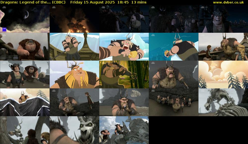 Dragons: Legend of the... (CBBC) Friday 15 August 2025 18:45 - 18:58