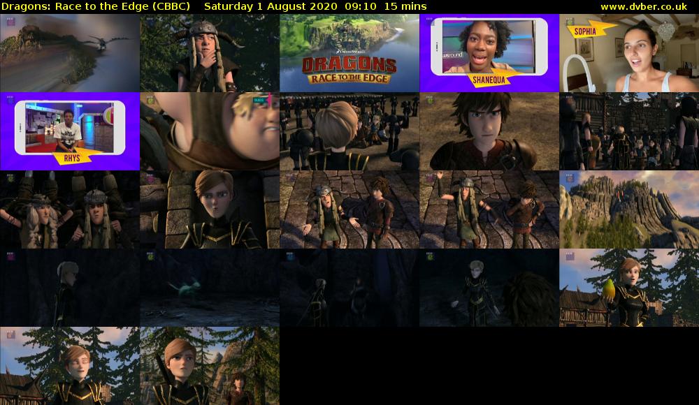 Dragons: Race to the Edge (CBBC) Saturday 1 August 2020 09:10 - 09:25