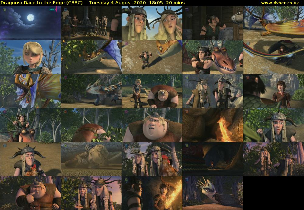 Dragons: Race to the Edge (CBBC) Tuesday 4 August 2020 18:05 - 18:25