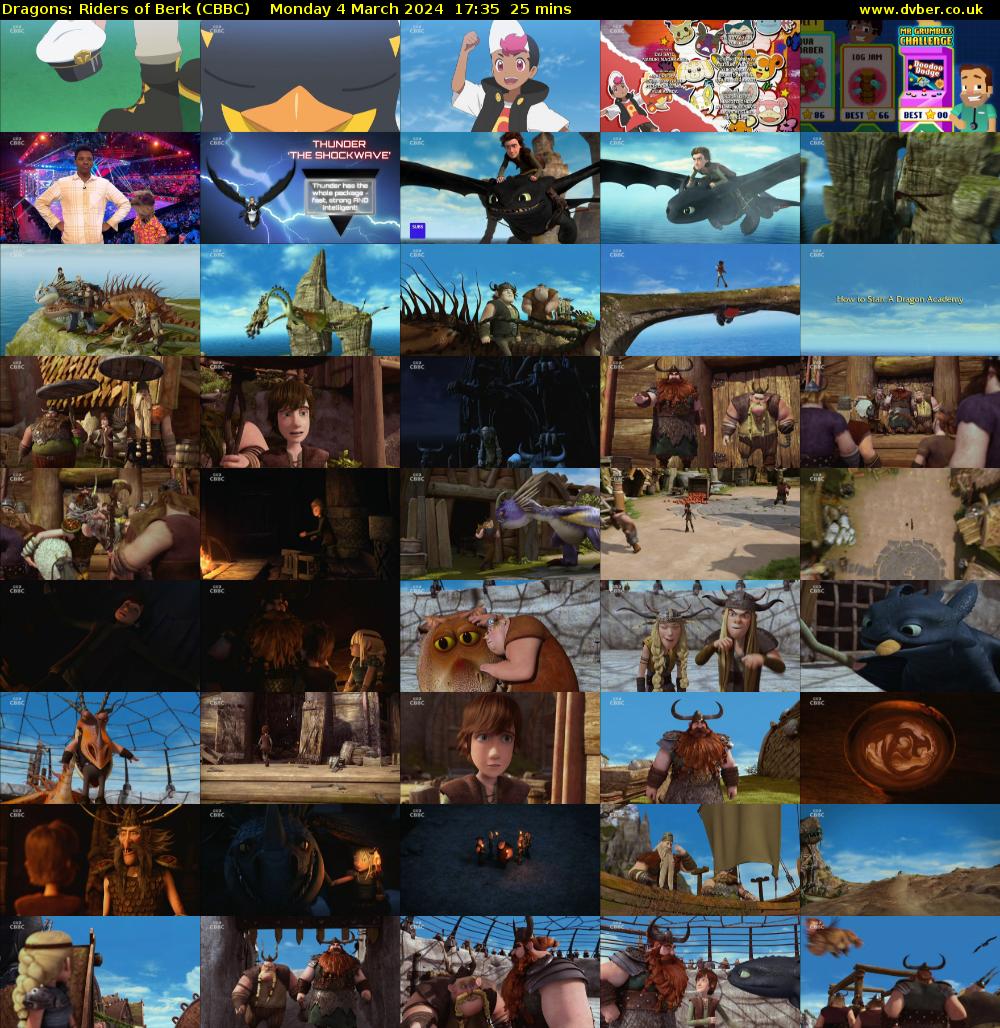 Dragons: Riders of Berk (CBBC) Monday 4 March 2024 17:35 - 18:00