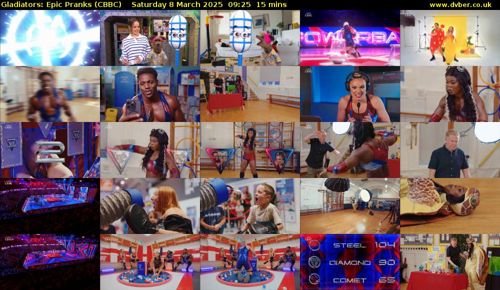 Gladiators: Epic Pranks (CBBC) Saturday 8 March 2025 09:25 - 09:40