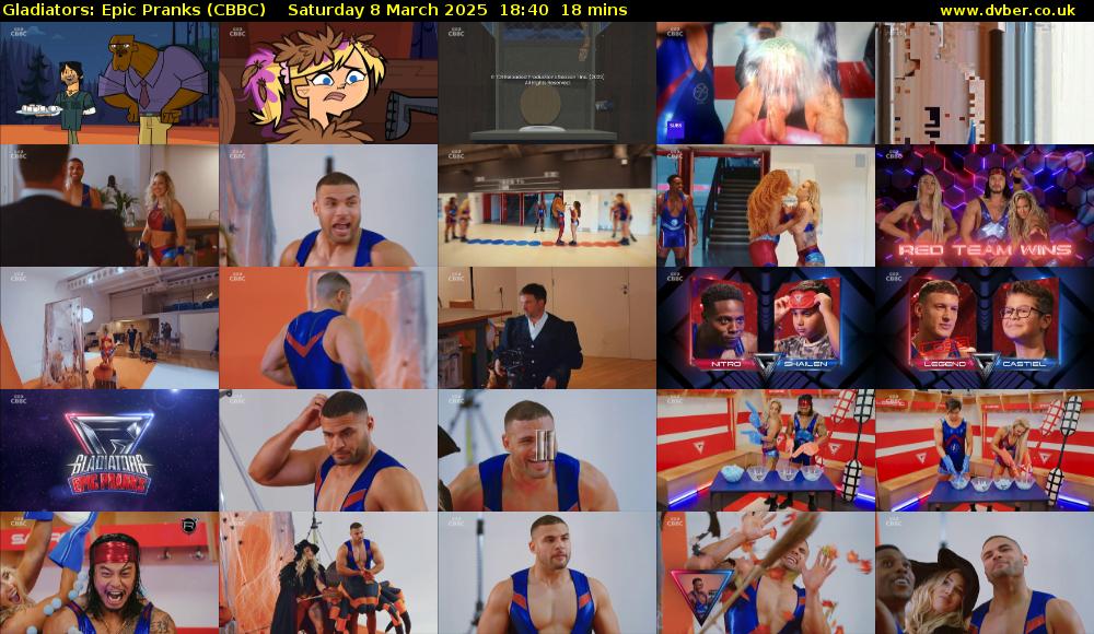 Gladiators: Epic Pranks (CBBC) Saturday 8 March 2025 18:40 - 18:58