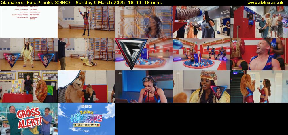 Gladiators: Epic Pranks (CBBC) Sunday 9 March 2025 18:40 - 18:58