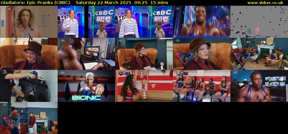 Gladiators: Epic Pranks (CBBC) Saturday 22 March 2025 09:25 - 09:40