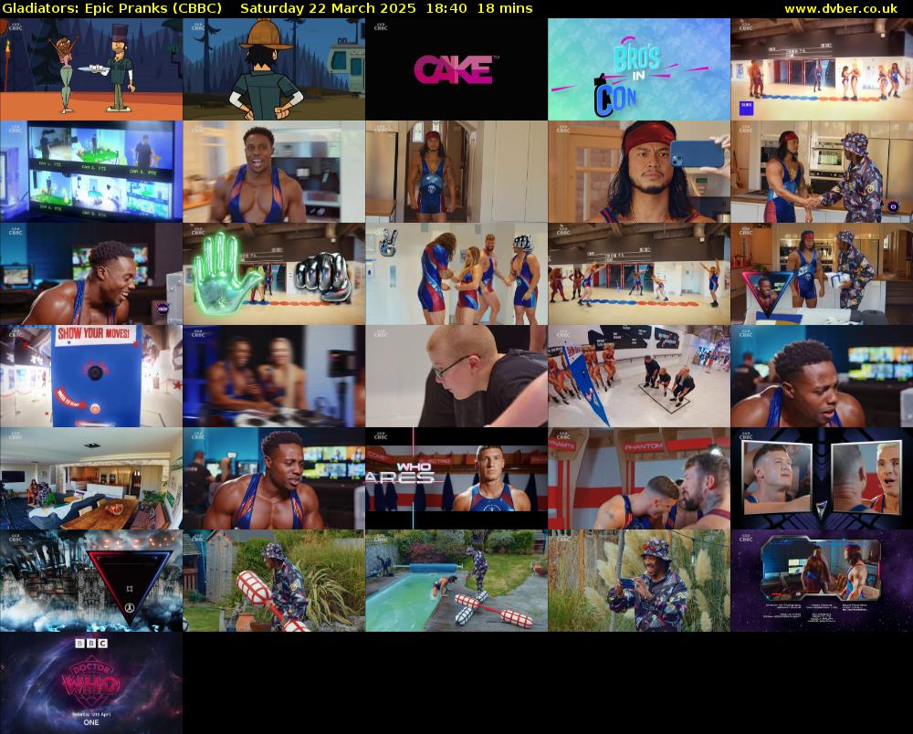 Gladiators: Epic Pranks (CBBC) Saturday 22 March 2025 18:40 - 18:58