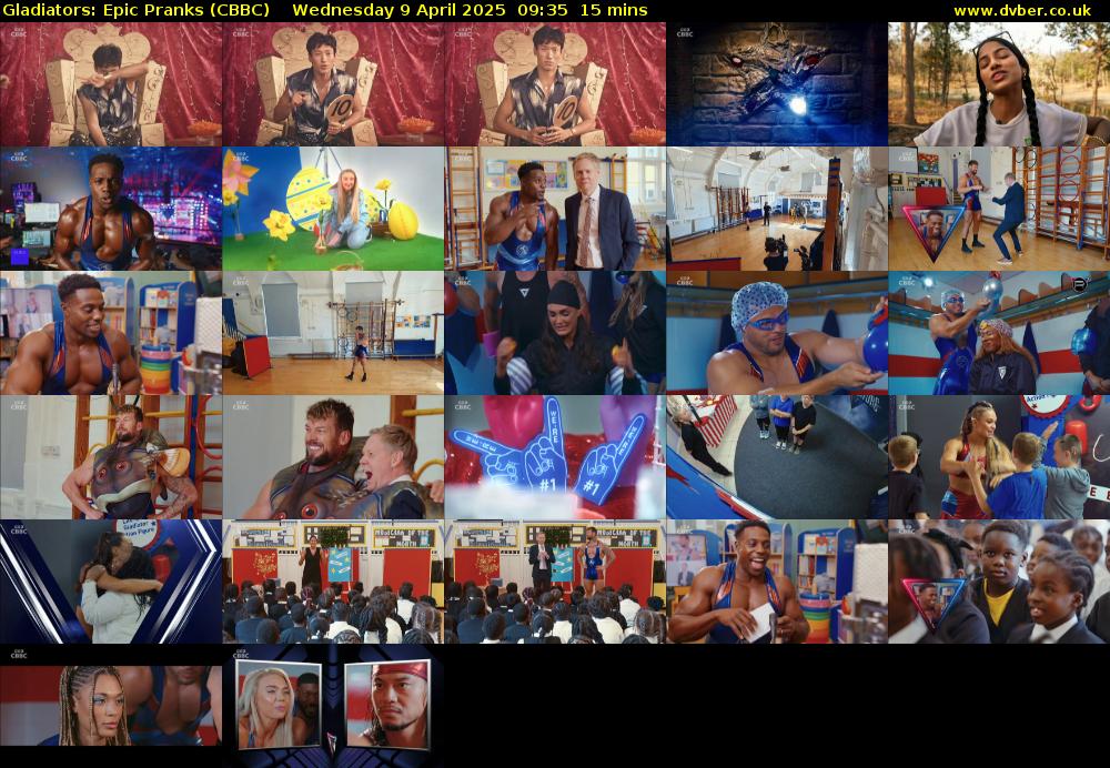 Gladiators: Epic Pranks (CBBC) Wednesday 9 April 2025 09:35 - 09:50