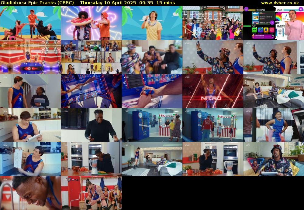 Gladiators: Epic Pranks (CBBC) Thursday 10 April 2025 09:35 - 09:50
