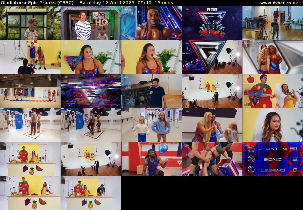 Gladiators: Epic Pranks (CBBC) Saturday 12 April 2025 09:40 - 09:55