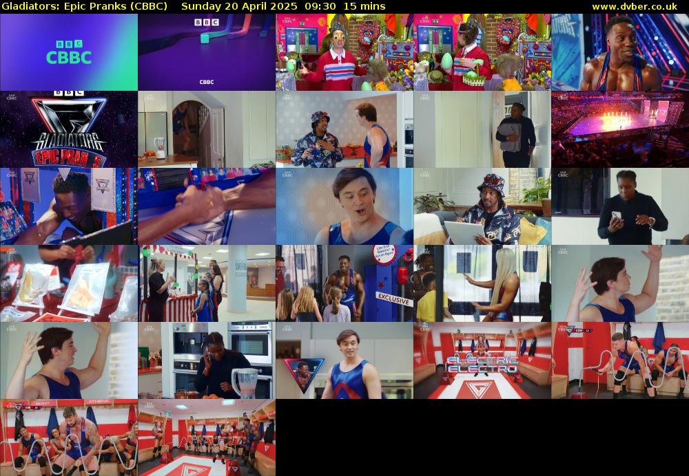 Gladiators: Epic Pranks (CBBC) Sunday 20 April 2025 09:30 - 09:45